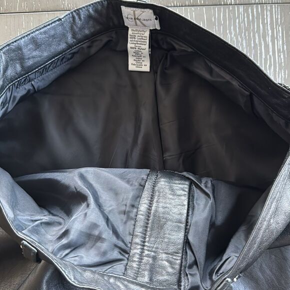 Calvin Klein Women’s Size 10 Black 100% Leather Pants Straight Leg Fully Lined - Picture 9 of 16
